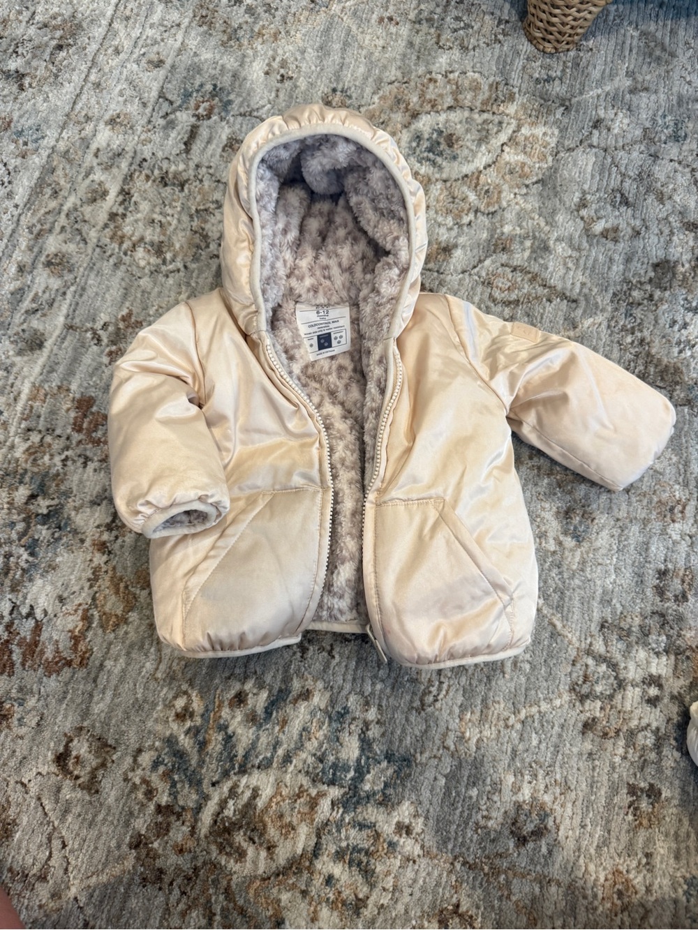 GAP Baby Faux Fur Reversible Jacket - Taupe & Cream - Picture 5 of 5